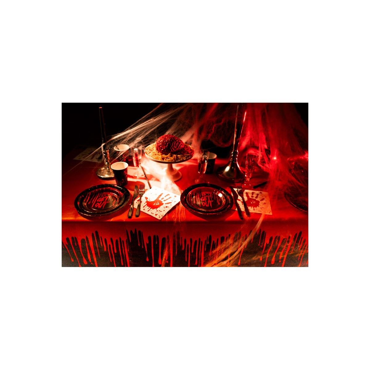 Napkins Bloody hand, 33x33 cm, white and red (1 pkt / 20 pc.) Napkins Bloody hand, 33x33 cm, white and red (1 pkt / 20 pc.)