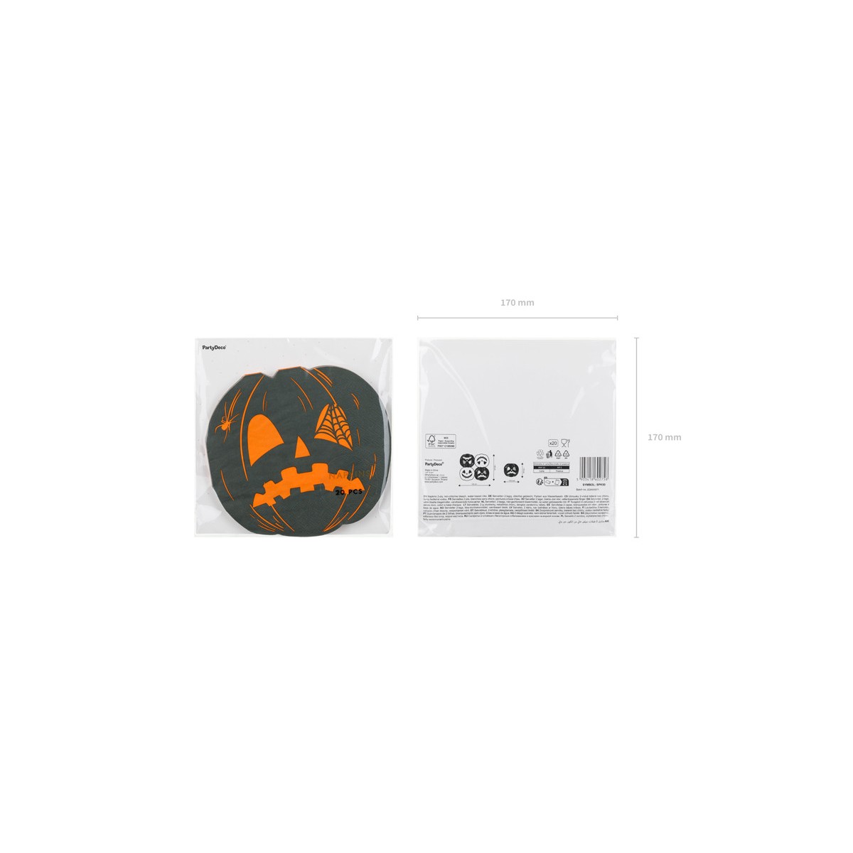 Napkins Scary pumpkins, 16.5x15 cm, orange and black (1 pkt / 20 pc.) Napkins Scary pumpkins, 16.5x15 cm, orange and black (1 pkt / 20 pc.)