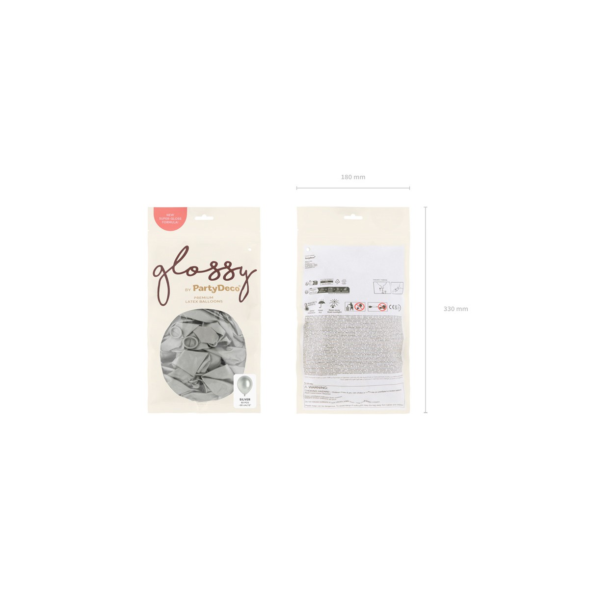 Glossy Balloons 30cm, silver (1 pkt / 50 pc.) Glossy Balloons 30cm, silver (1 pkt / 50 pc.)