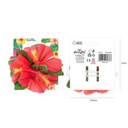 Hårklämma Hawaiiblomma röd & grön 12 cm Hårklämma Hawaiiblomma röd & grön 12 cm