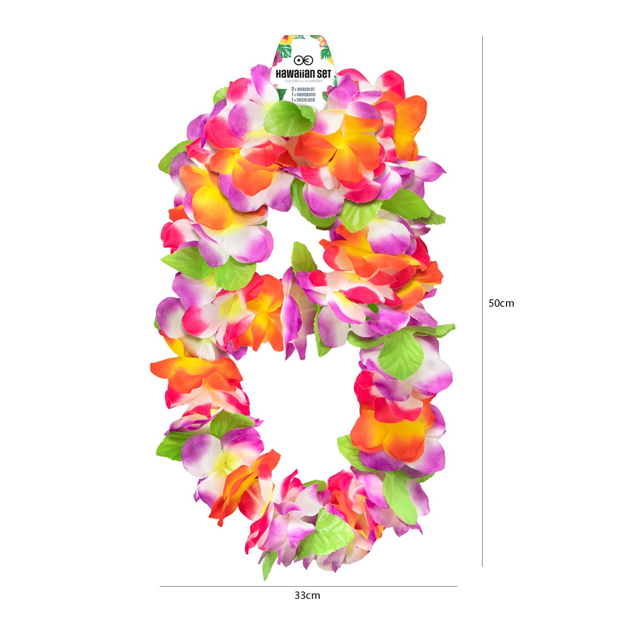 1 st Blomsterpannband Hawaii mix elastisk 54 cm