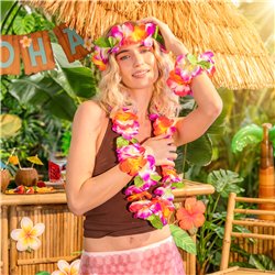 1 st Blomsterpannband Hawaii mix elastisk 54 cm