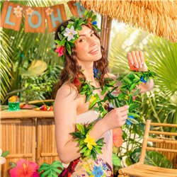1 st Blomsterpannband Hawaii mix elastisk 54 cm