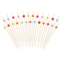 120 st Cocktailpinnar sommarmotiv trä mixade färger 12 cm
