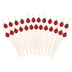 120 st Cocktailpinnar sommarmotiv trä mixade färger 12 cm