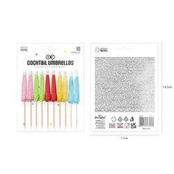 6 st Cocktailparaplyer f&auml;rgmix papper och tr&auml; 100 mm
