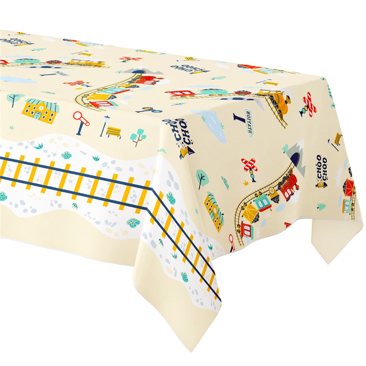 Plastduk Gröna Blad vit/grön 137x274 cm Plastduk Gröna Blad vit/grön 137x274 cm