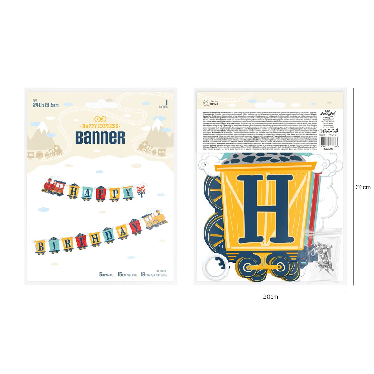 Banner Happy Birthday bondgårdstema färgmix kartong 182 cm Banner Happy Birthday bondgårdstema färgmix kartong 182 cm