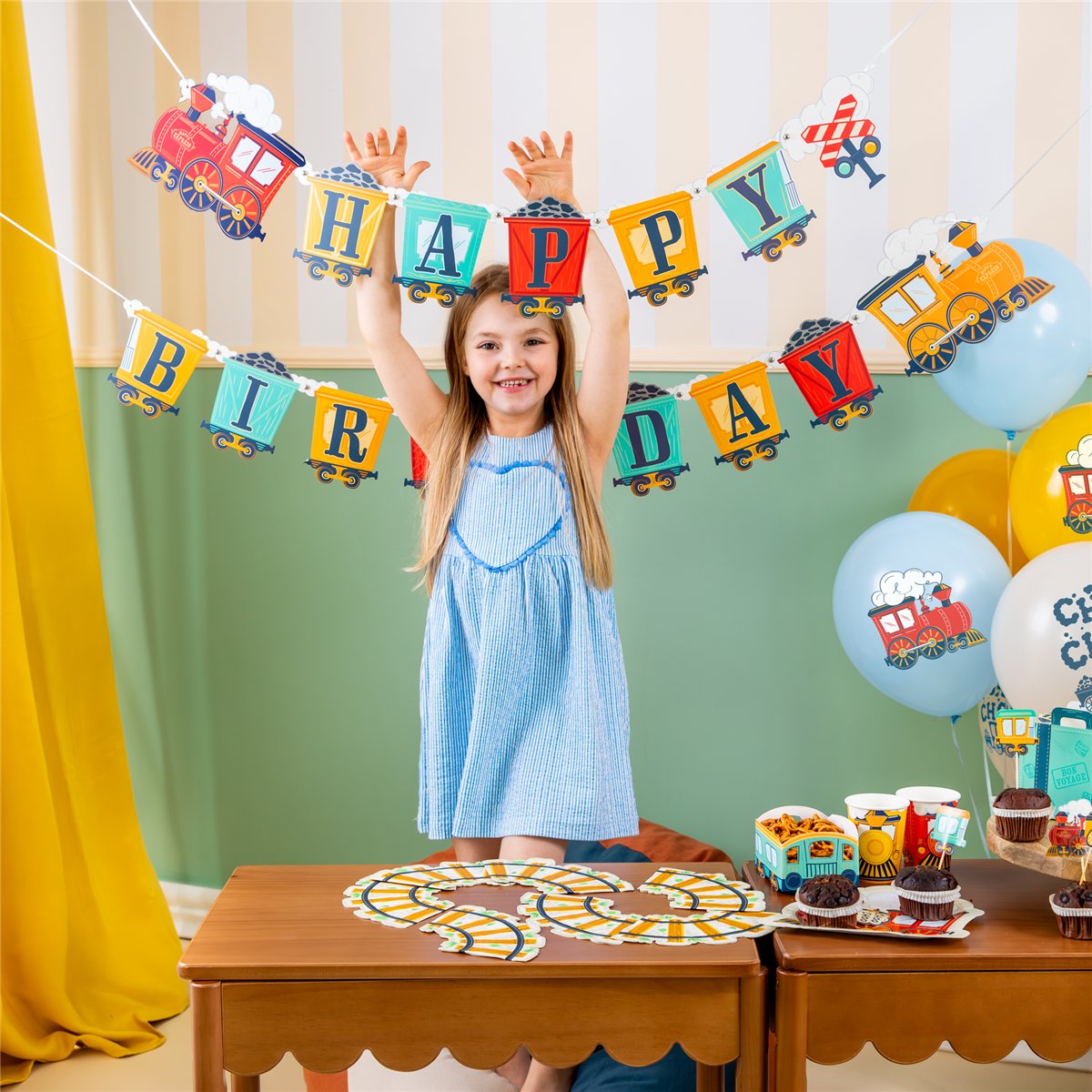 Banner Happy Birthday bondgårdstema färgmix kartong 182 cm Banner Happy Birthday bondgårdstema färgmix kartong 182 cm