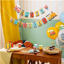 Banner Happy Birthday bondgårdstema färgmix kartong 182 cm Banner Happy Birthday bondgårdstema färgmix kartong 182 cm