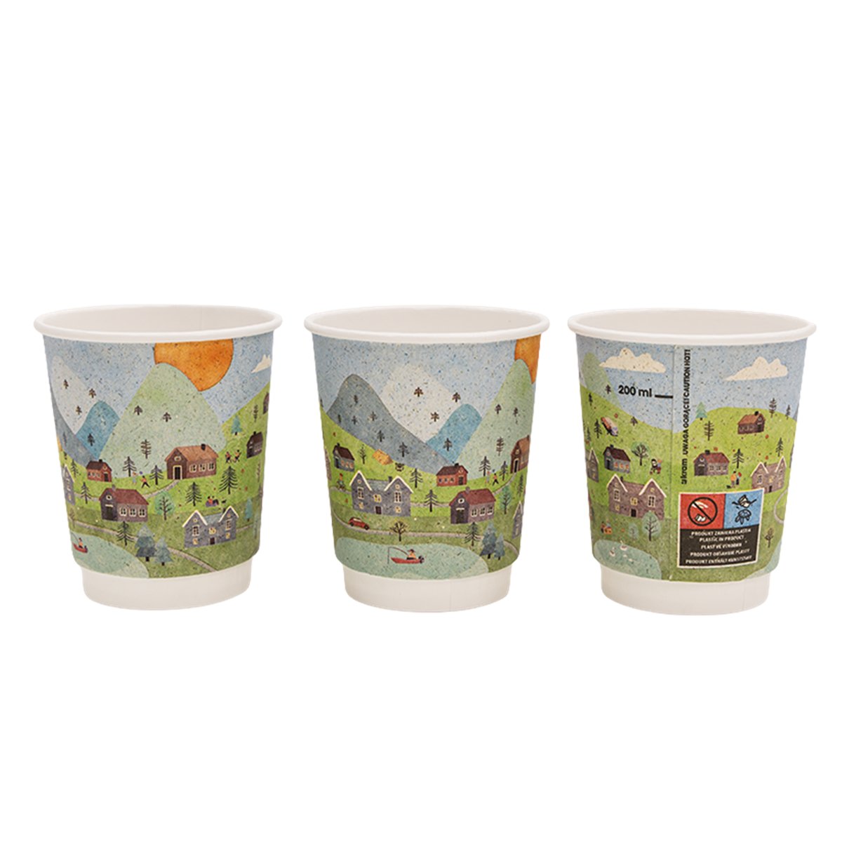 25 st Dubbelväggiga Pappmuggar Brun/Beige 300 ml 25 st Dubbelväggiga Pappmuggar Brun/Beige 300 ml