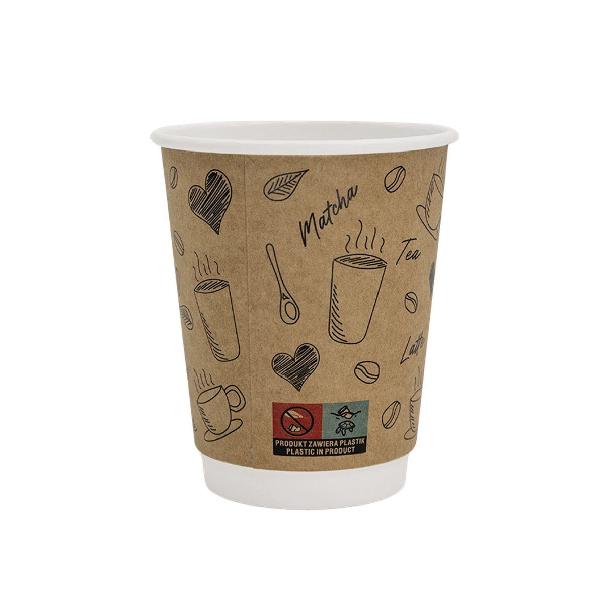 25 st Dubbelv&auml;ggiga Pappmuggar Brun/Beige 300 ml