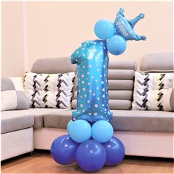 Ballongbukett 1-&aring;rsdag ljusbl&aring; metallic 51 delar