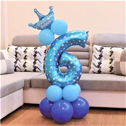 Ballongbukett 1-&aring;rsdag ljusbl&aring; metallic 51 delar