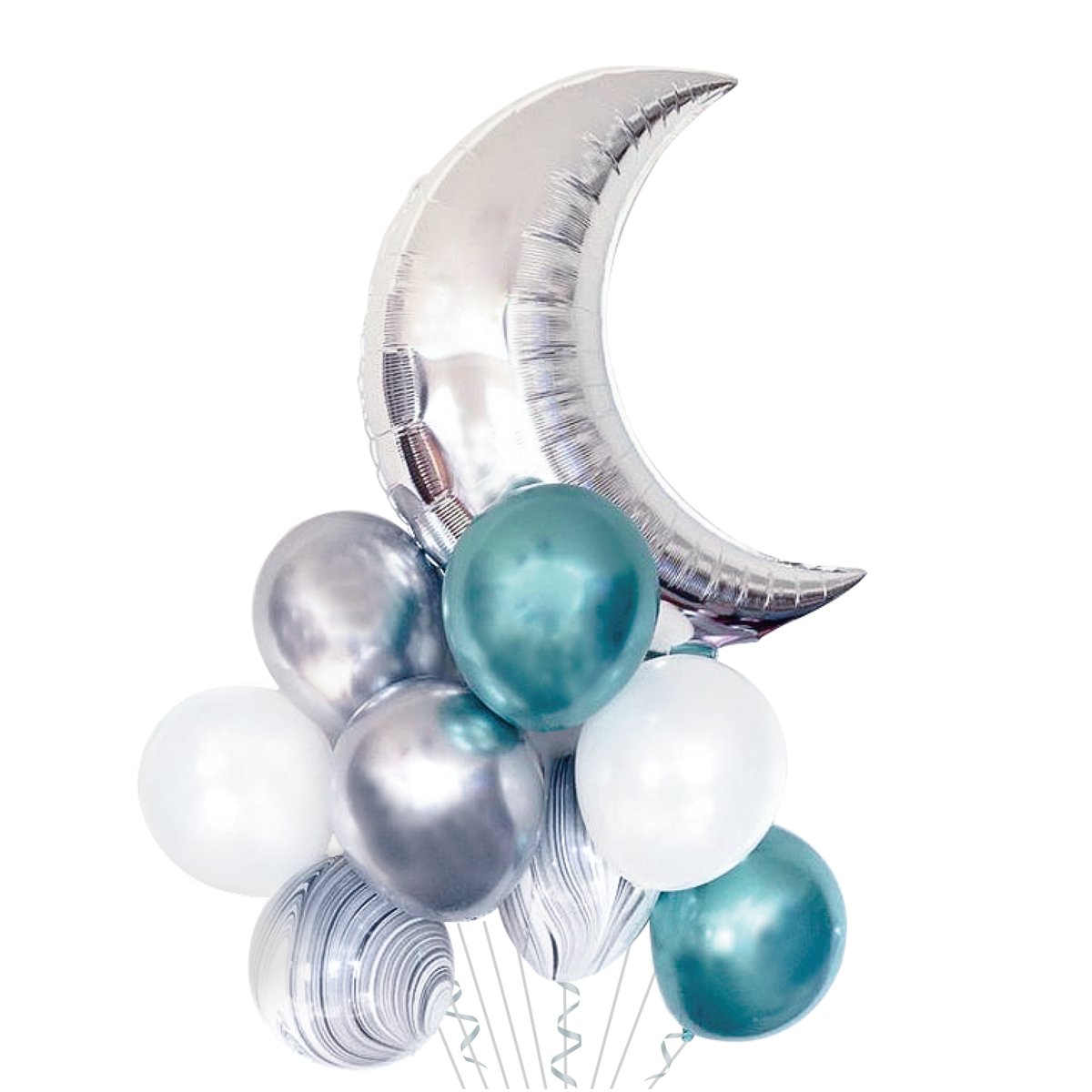 12 st. Latexballonger silver, vit och marinblå 27–31 cm 12 st. Latexballonger silver, vit och marinblå 27–31 cm