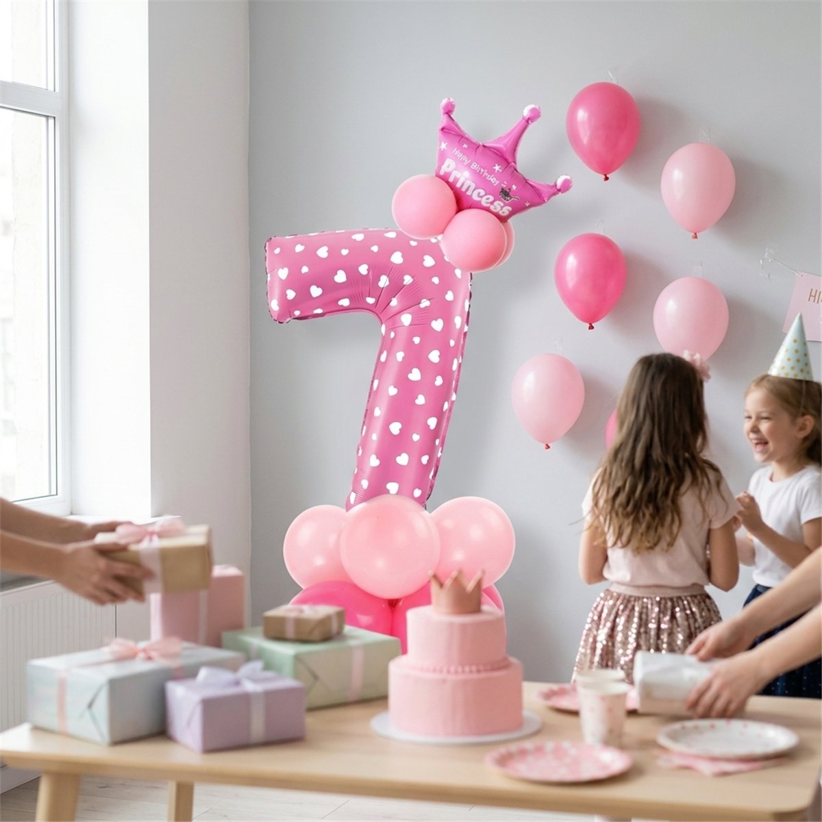 Ballongbukett 1-&aring;rsdag ljusbl&aring; metallic 51 delar