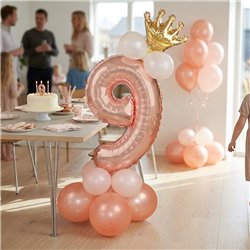 Ballongbukett 1-&aring;rsdag ljusbl&aring; metallic 51 delar