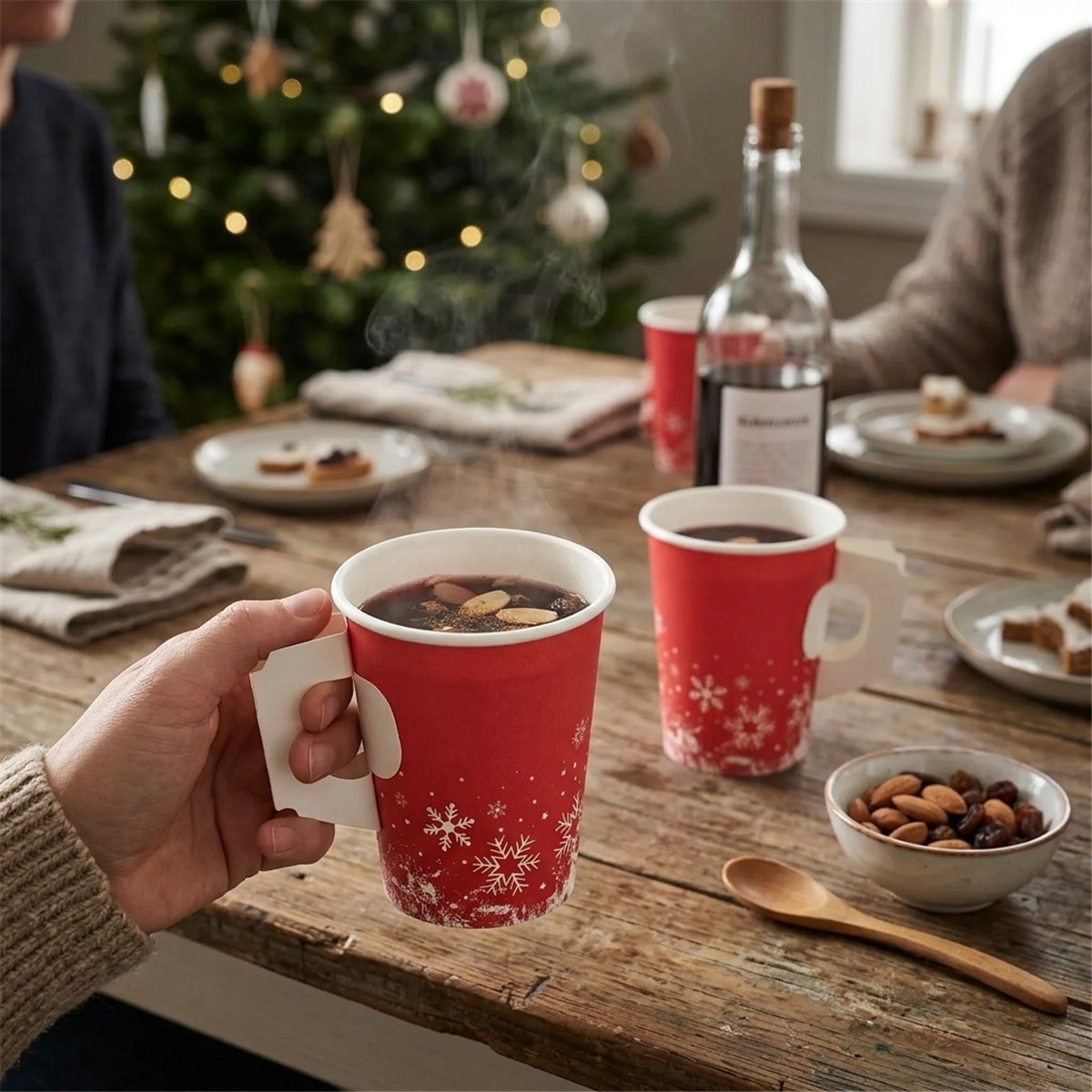 25 st Pappmuggar med handtag vita 180 ml