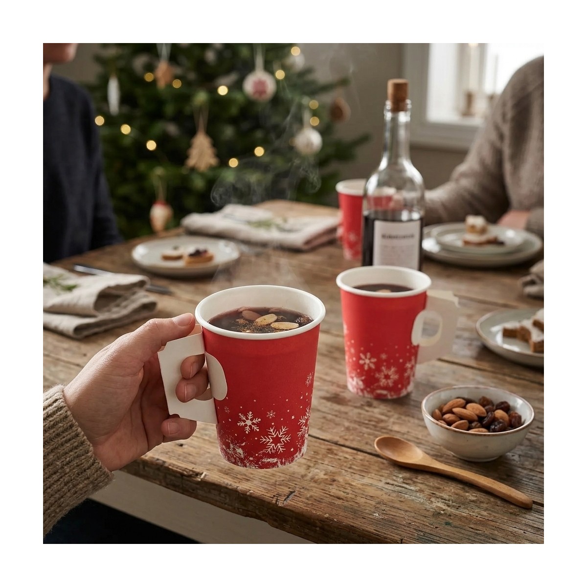 25 st Pappmuggar med handtag vita 180 ml