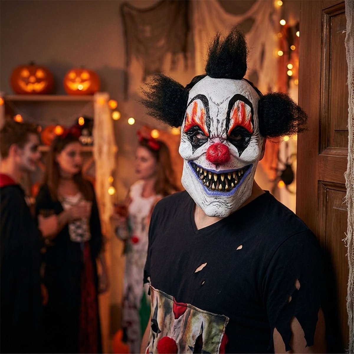 Scream Mask med huva vit och svart 18x31 cm Scream Mask med huva vit och svart 18x31 cm