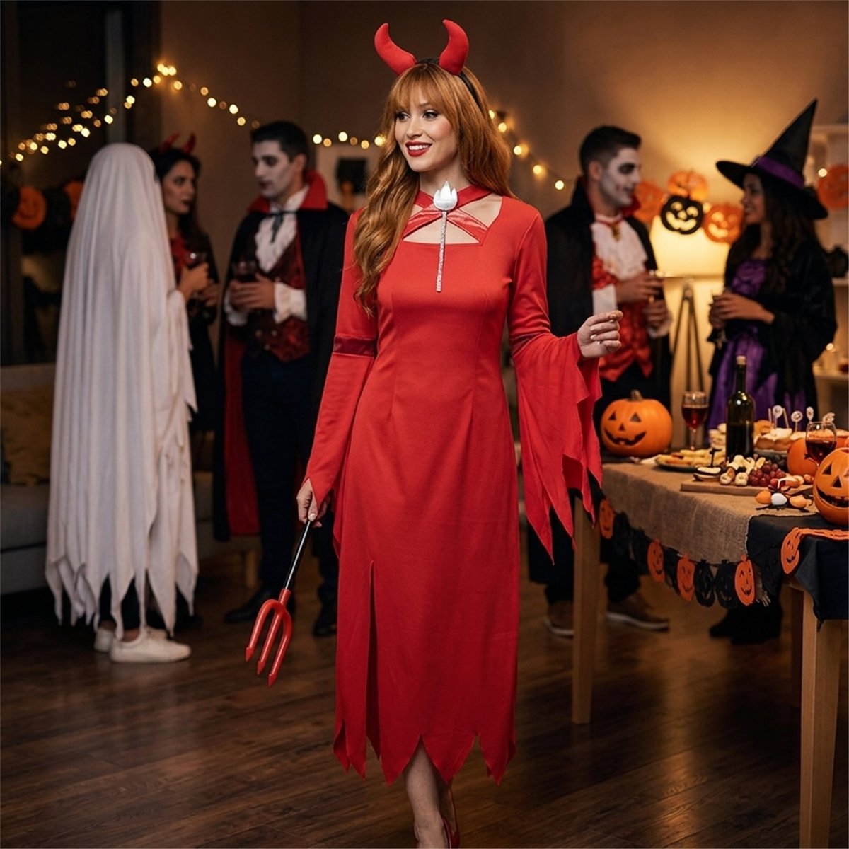 H&auml;xkostym barn svart polyester 116&ndash;128 cm