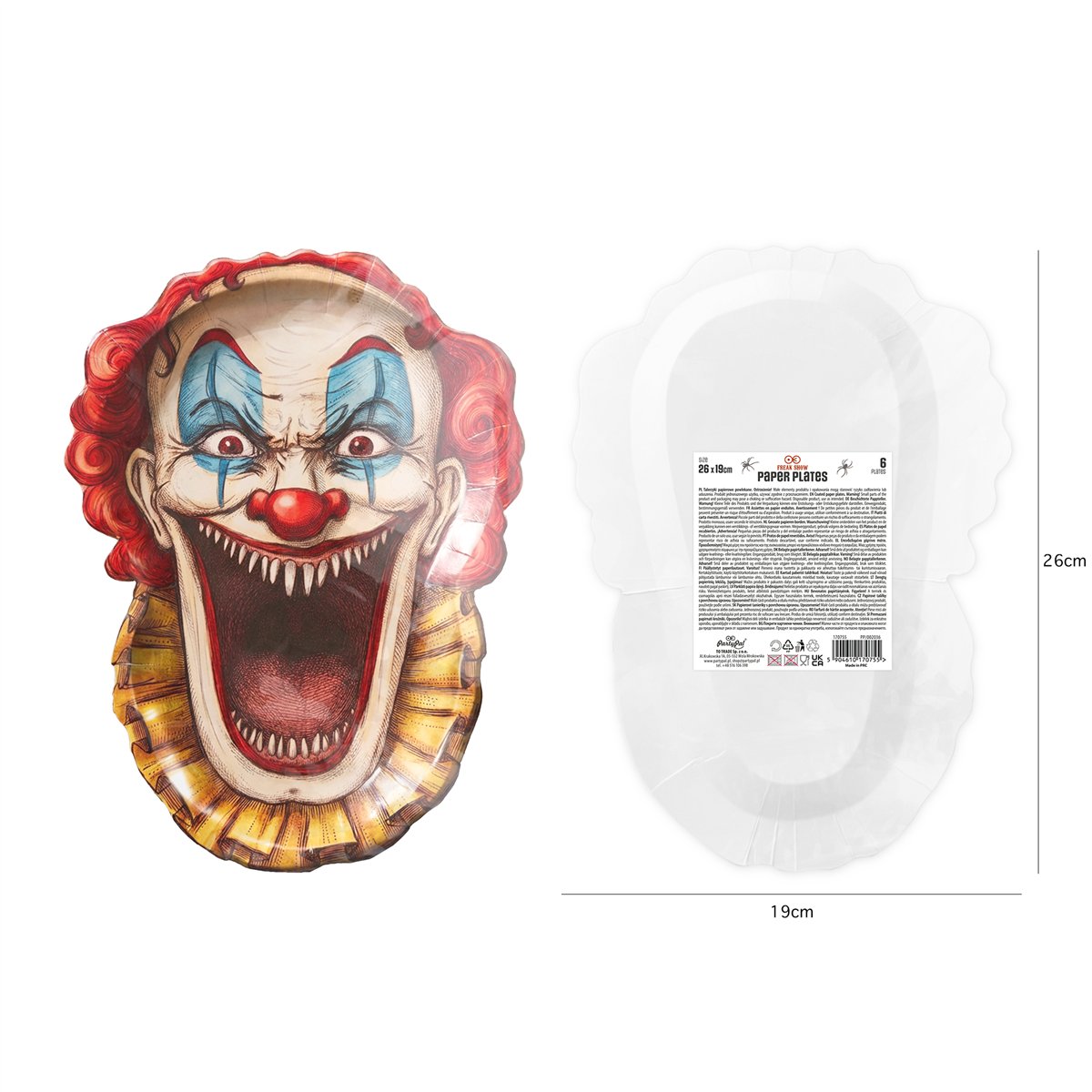 6 st Papptallrikar Monstertema f&auml;rgmix 18 cm