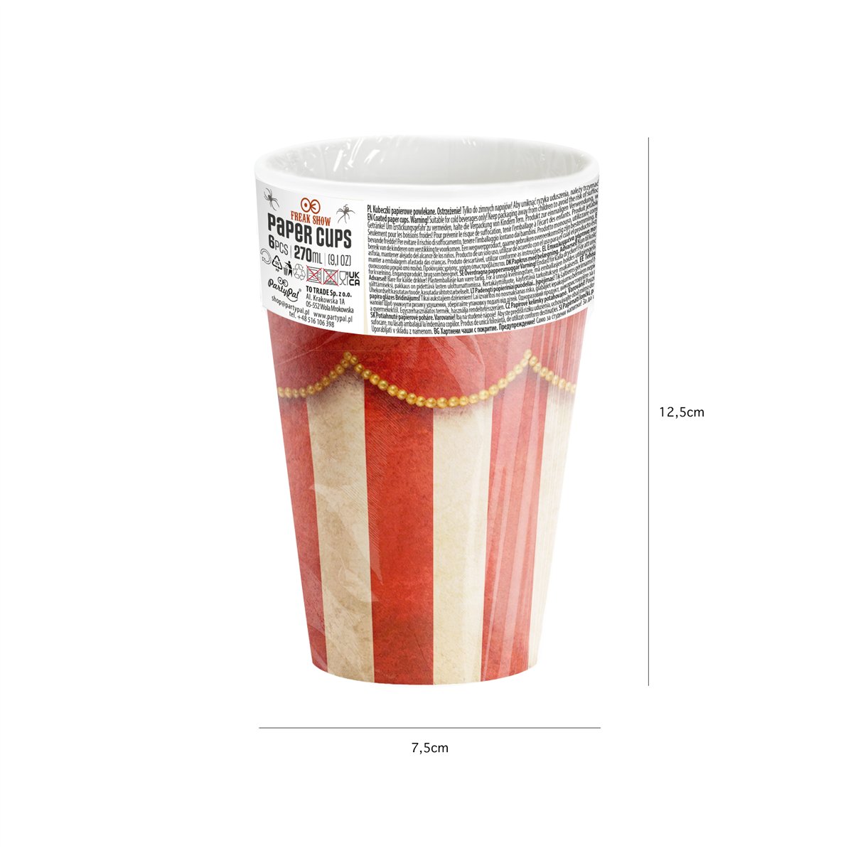 6 st Pappersmuggar Monstertema mix 220 ml