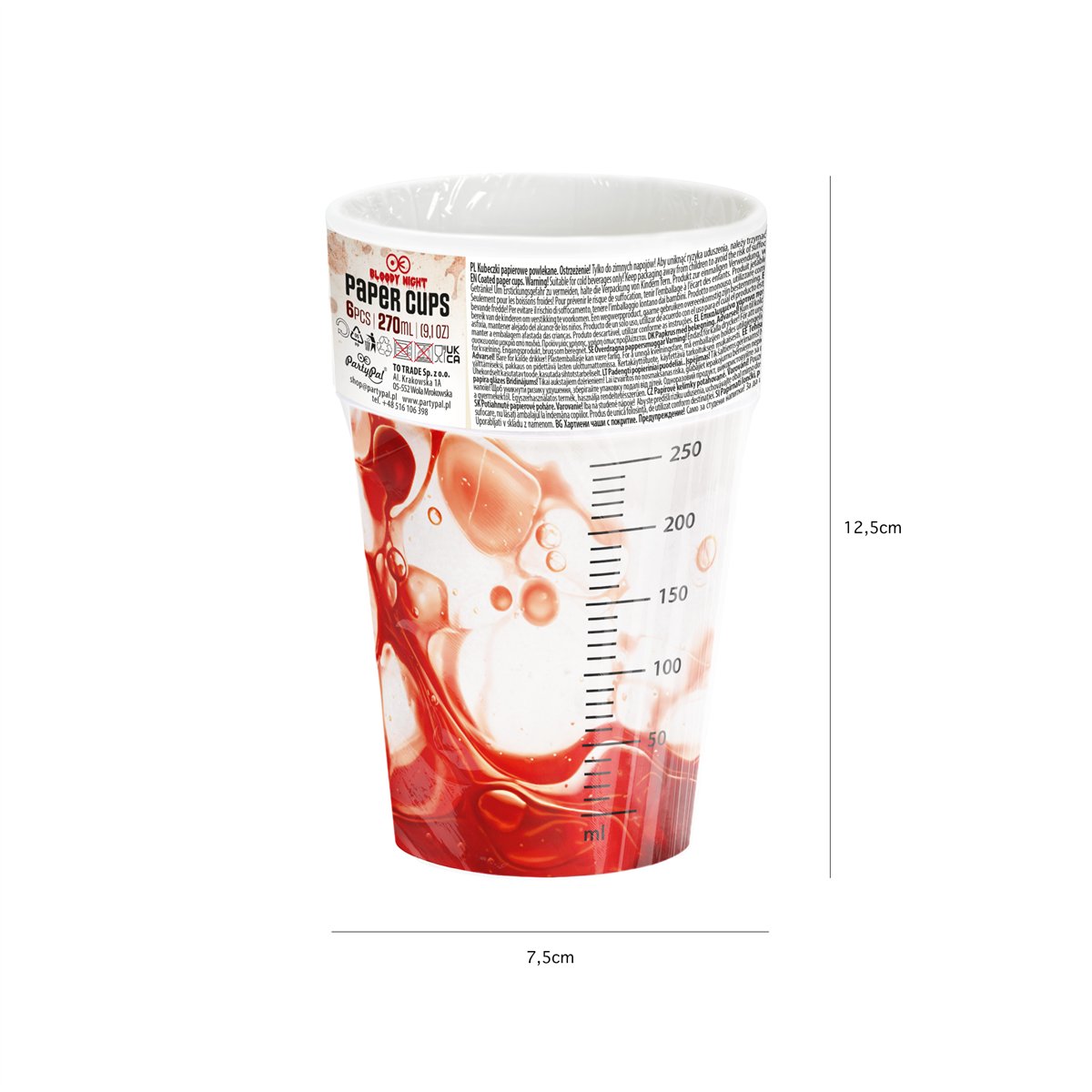 6 st Pappersmuggar Monstertema mix 220 ml