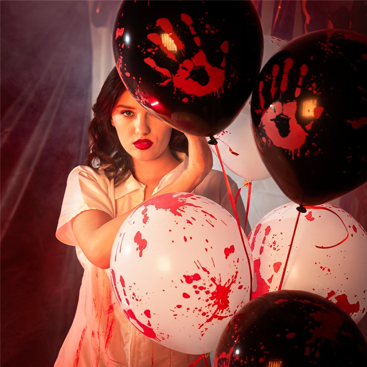 6 st Latexballonger Halloween-&ouml;gon f&auml;rgmix 30 cm