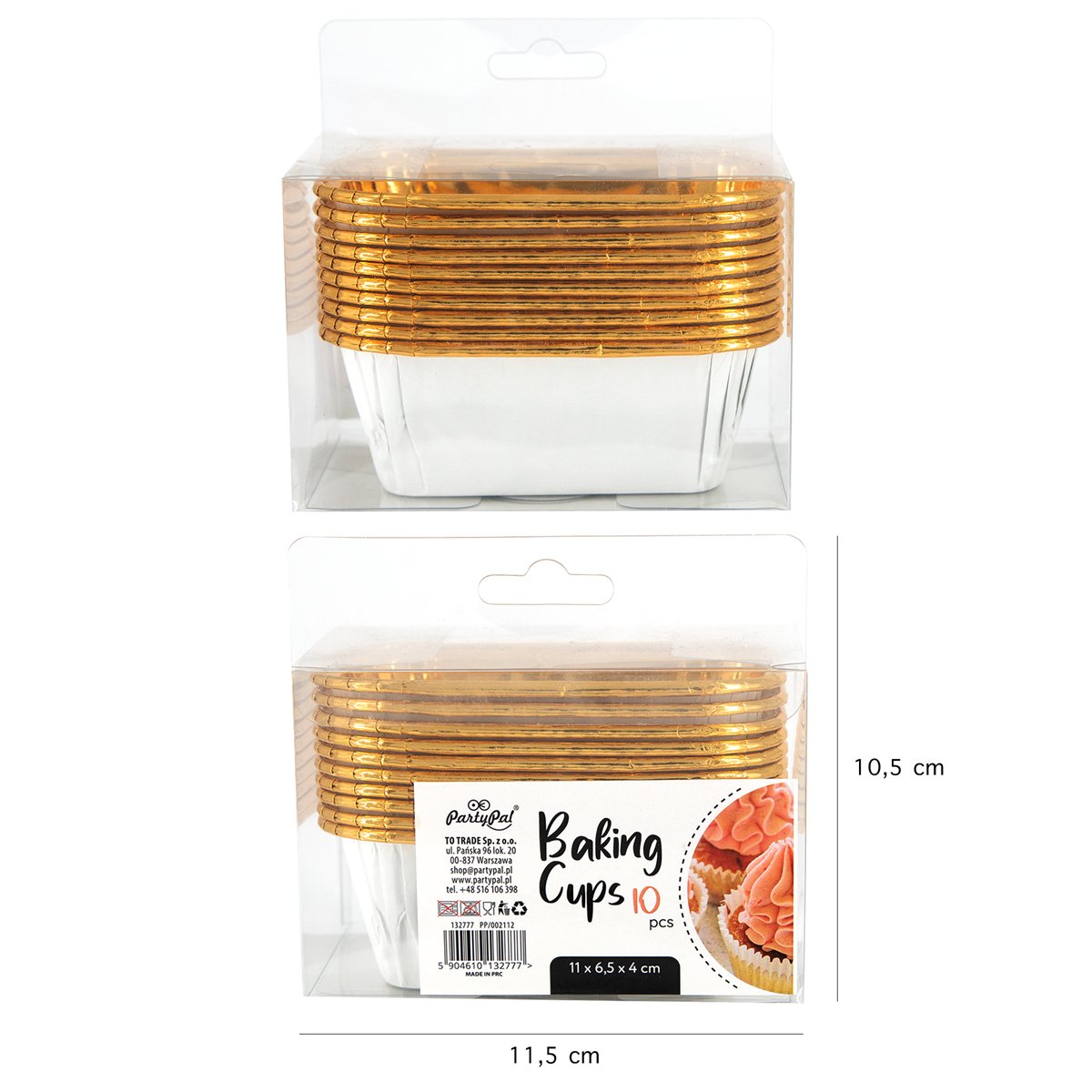 10 st. Bakformar Rektangul&auml;ra Rosa och Guld 11x6,5x4 cm