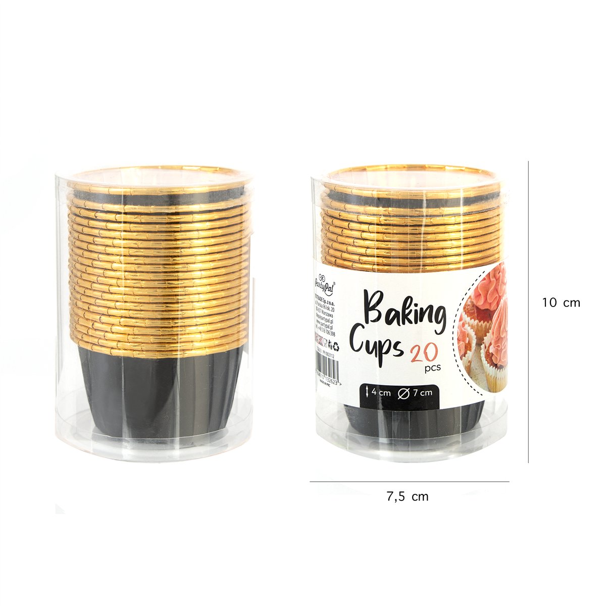 20 st. Runda Bakformar Vit och Guld aluminium 7 cm