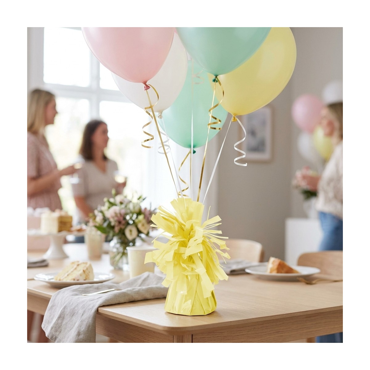 Ballongvikt ljusgul pastelfolie 130 g 7 cm Ballongvikt ljusgul pastelfolie 130 g 7 cm