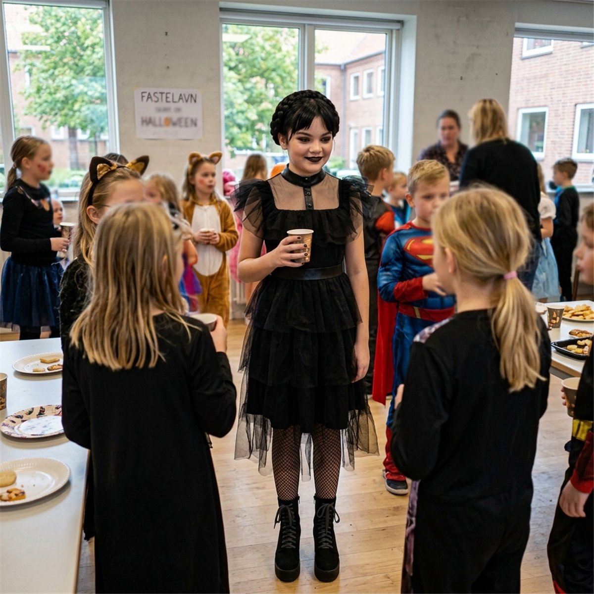H&auml;xkappa Svart Sammet med Huva 120 cm