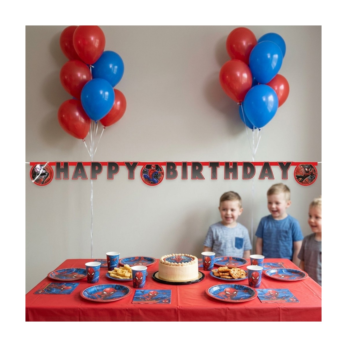 Spider-Man® Happy Birthday Pappersbanner röd 230 cm Spider-Man® Happy Birthday Pappersbanner röd 230 cm