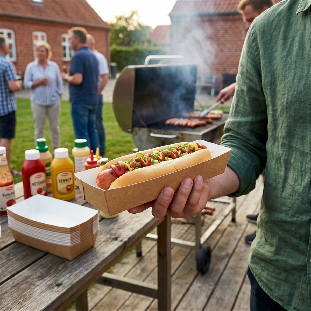 100 st Hotdogbrickor brun/vit kartong 27x6,5 cm 100 st Hotdogbrickor brun/vit kartong 27x6,5 cm