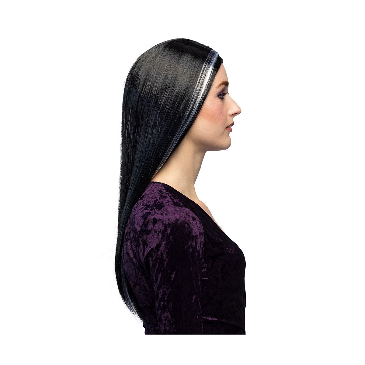 Peruk lång svart gotisk syntetiskt hår Morticia Peruk lång svart gotisk syntetiskt hår Morticia