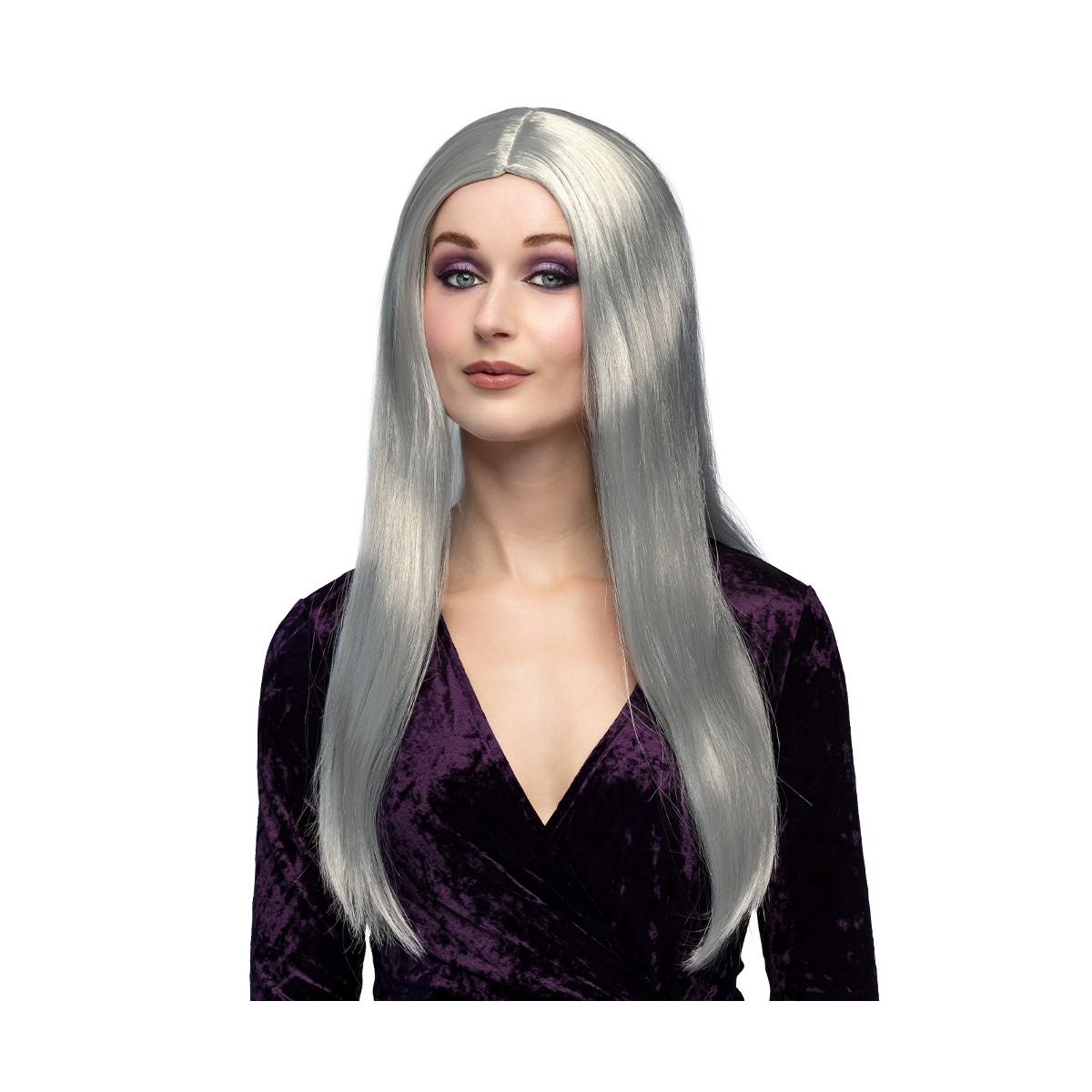 Peruk lång svart gotisk syntetiskt hår Morticia Peruk lång svart gotisk syntetiskt hår Morticia