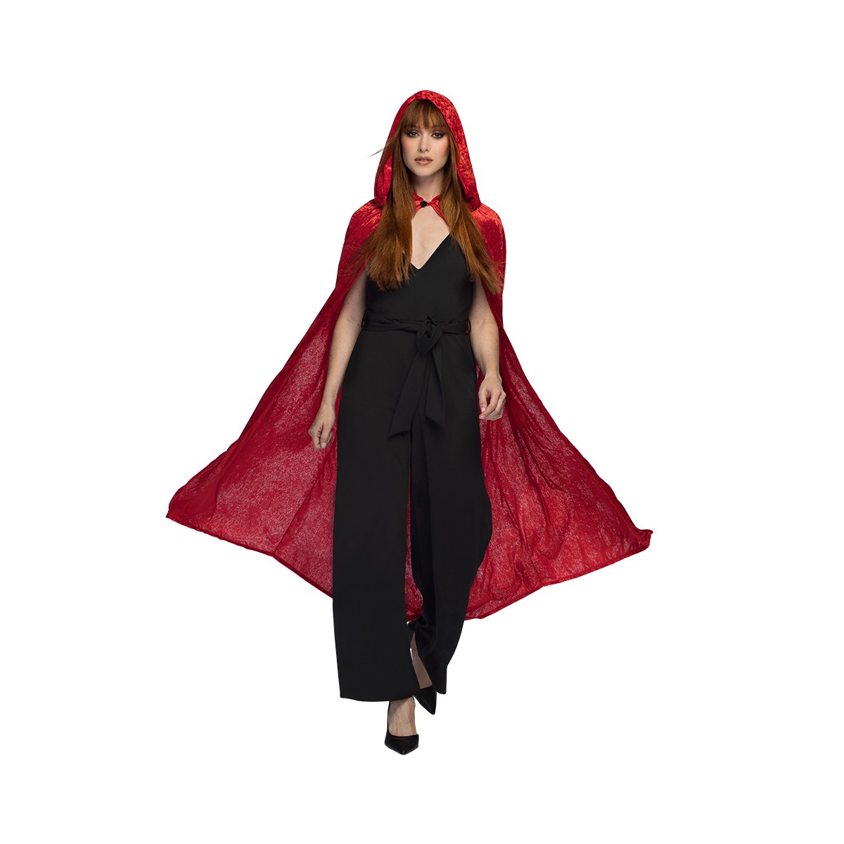 Satinkappa med Huva Svart/Bordeaux 170 cm Satinkappa med Huva Svart/Bordeaux 170 cm