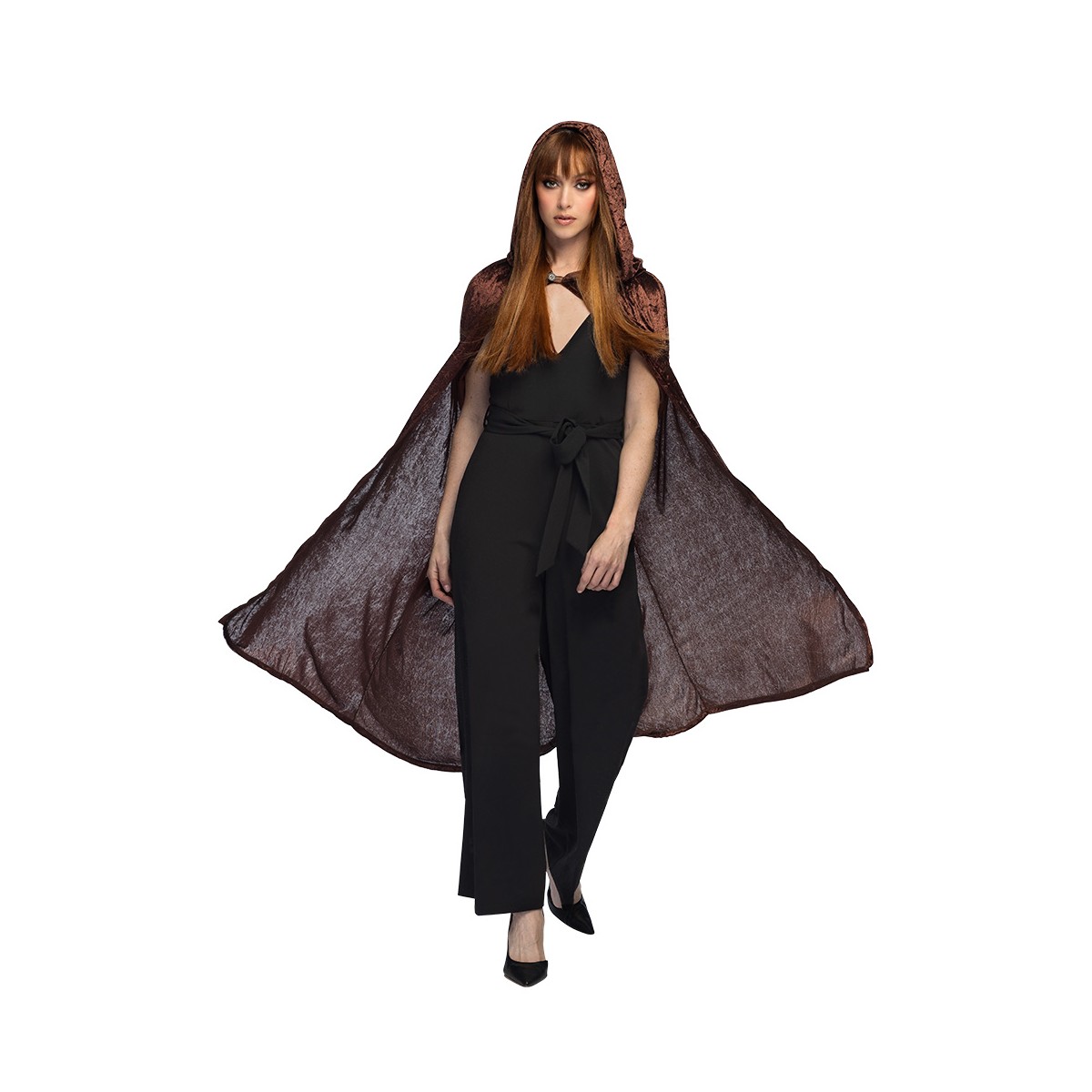 Satinkappa med Huva Svart/Bordeaux 170 cm Satinkappa med Huva Svart/Bordeaux 170 cm