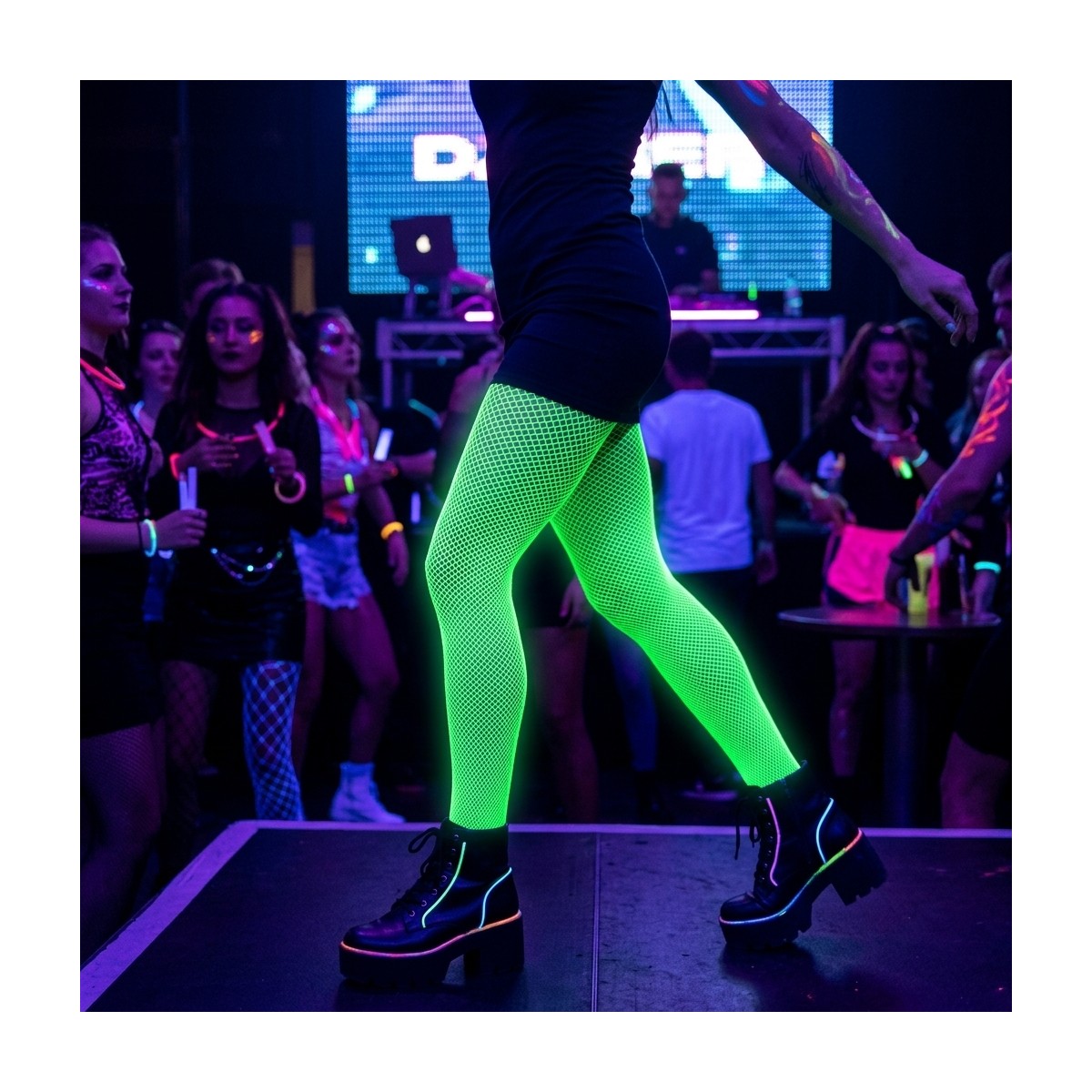 Nätstrumpbyxor Neonrosa UV-effekt 60 denier Nätstrumpbyxor Neonrosa UV-effekt 60 denier