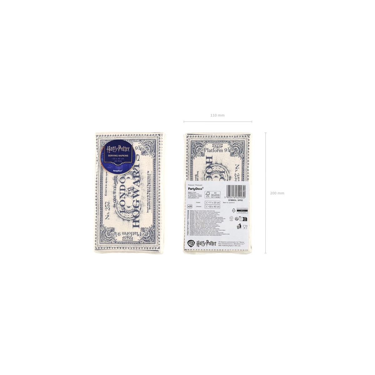 Paper napkins Harry Potter London to Hogwarts Ticket, 33x40 cm, beige (1 pkt / 20 pc.) Paper napkins Harry Potter London to Hogwarts Ticket, 33x40 cm, beige (1 pkt / 20 pc.)