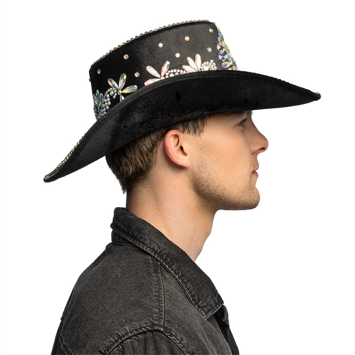 Cowboyhatt Silver Metallic med Hakrem – Westernfason Cowboyhatt Silver Metallic med Hakrem – Westernfason