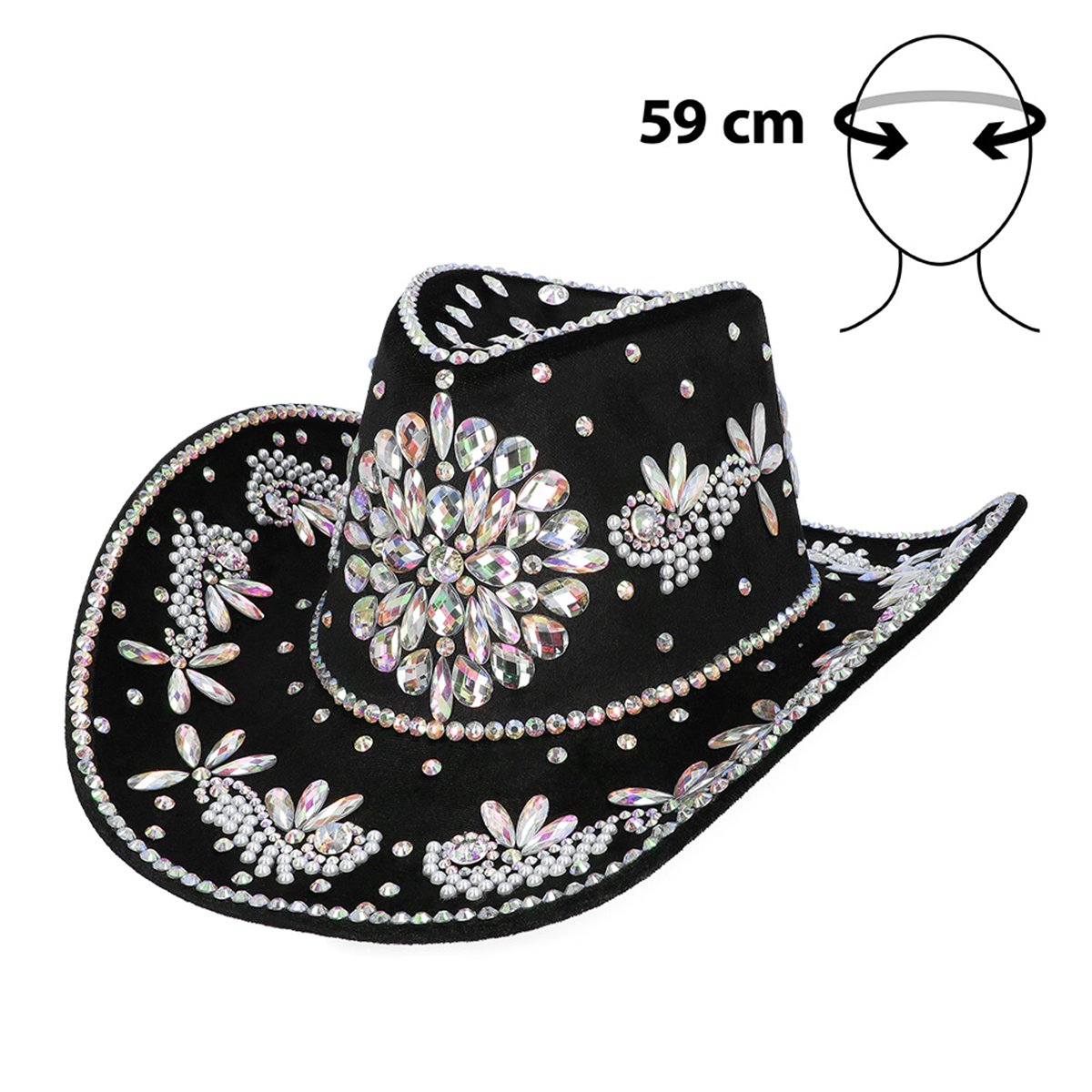 Cowboyhatt Silver Metallic med Hakrem – Westernfason Cowboyhatt Silver Metallic med Hakrem – Westernfason