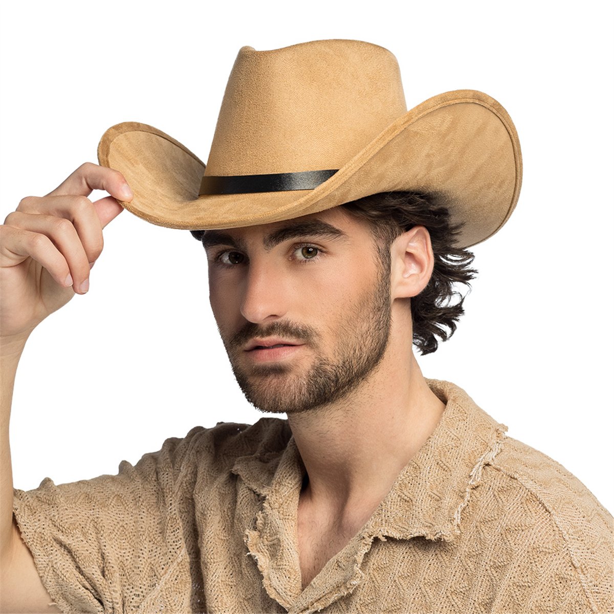 Cowboyhatt Silver Metallic med Hakrem – Westernfason Cowboyhatt Silver Metallic med Hakrem – Westernfason