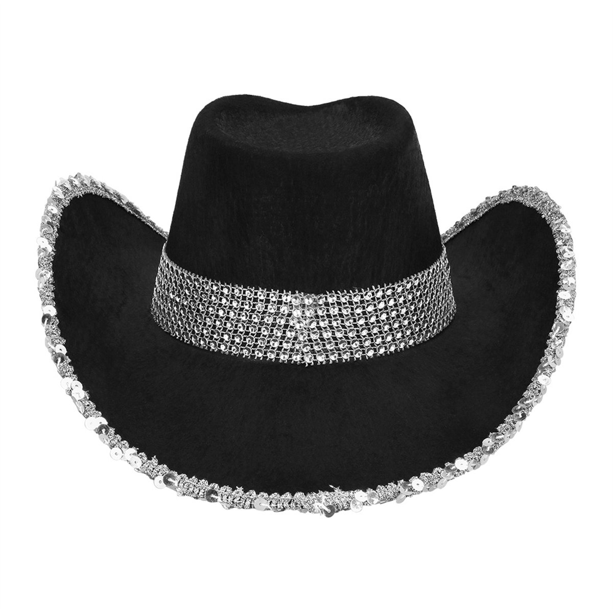 Cowboyhatt Silver Metallic med Hakrem – Westernfason Cowboyhatt Silver Metallic med Hakrem – Westernfason