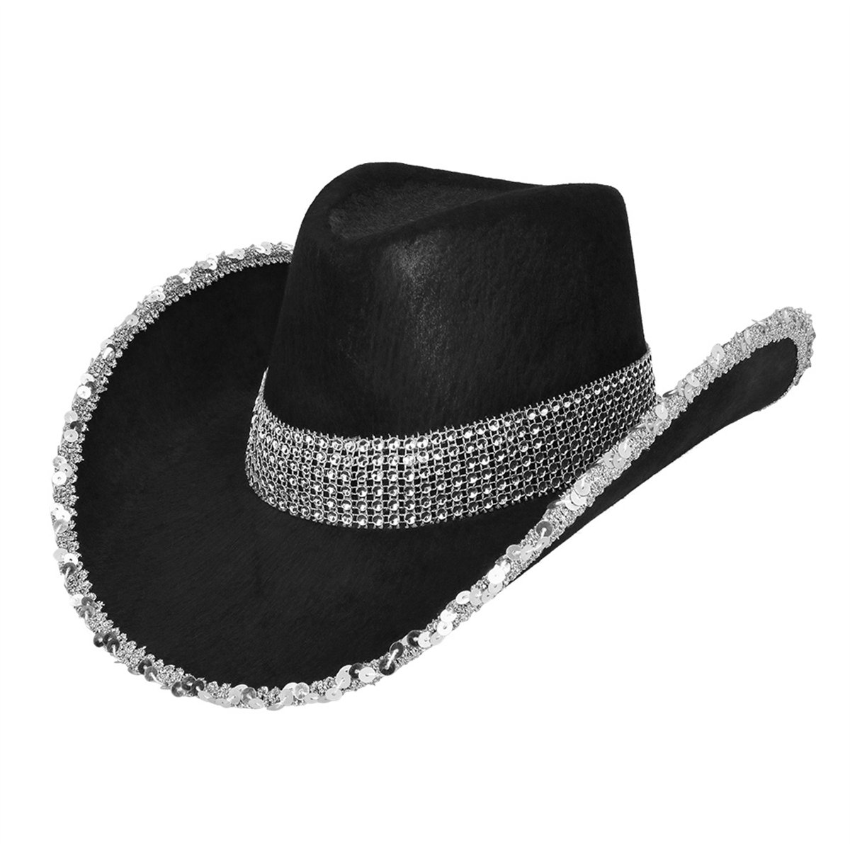 Cowboyhatt Silver Metallic med Hakrem – Westernfason Cowboyhatt Silver Metallic med Hakrem – Westernfason