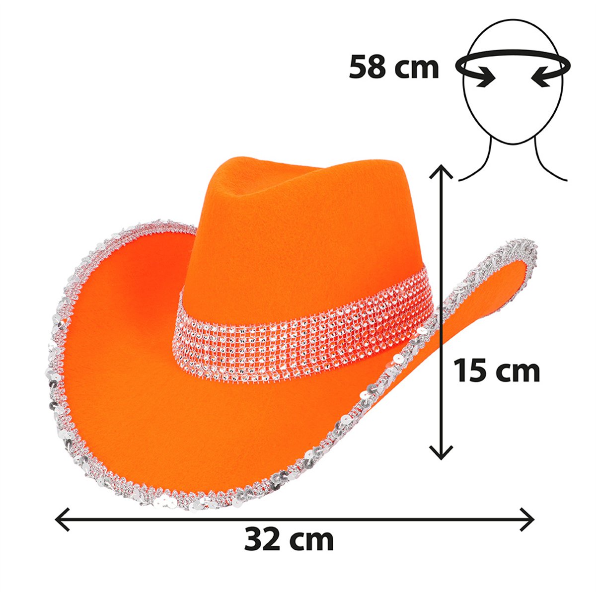 Cowboyhatt Ljusblå med Strass och UV-effekt str. 59 Cowboyhatt Ljusblå med Strass och UV-effekt str. 59