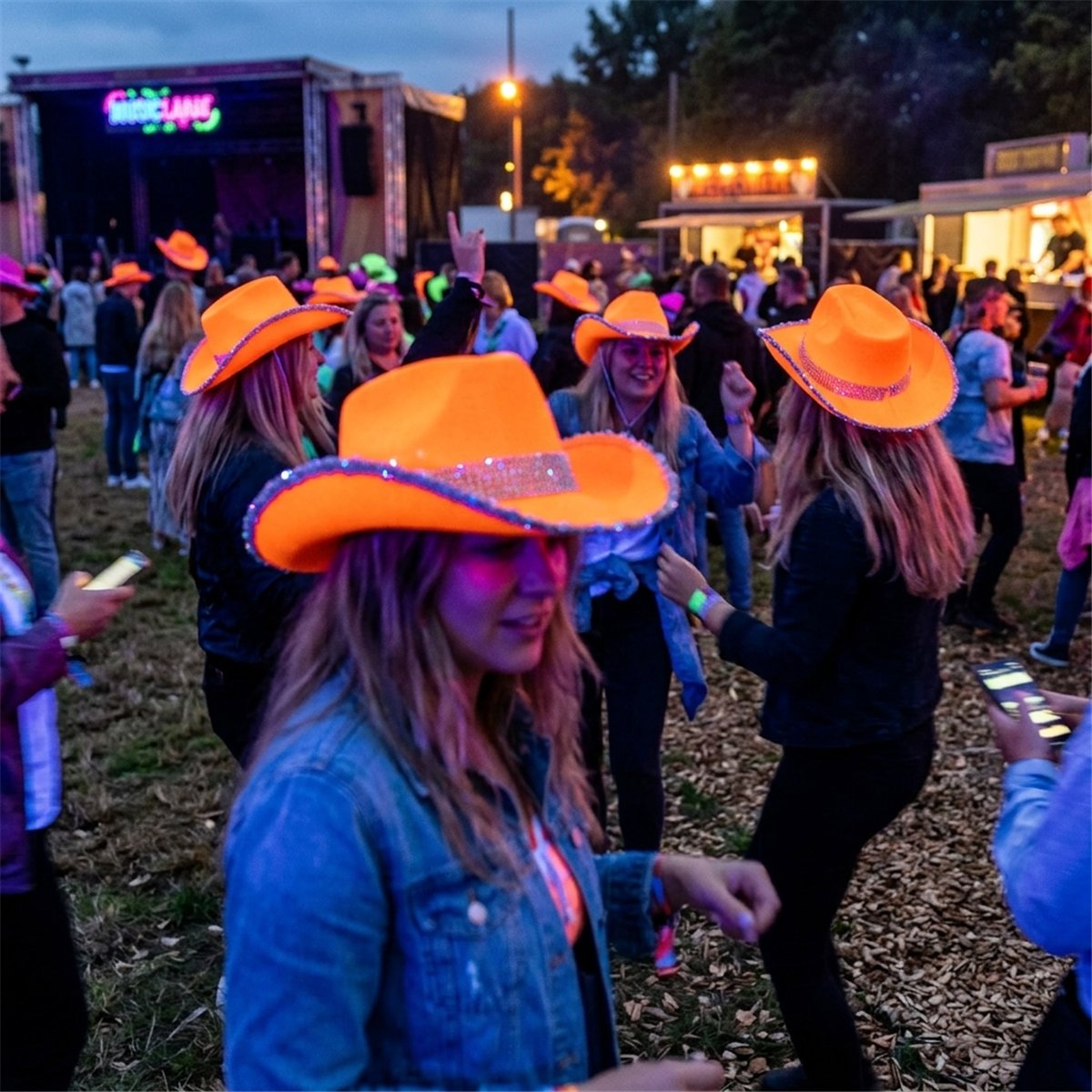 Cowboyhatt Ljusblå med Strass och UV-effekt str. 59 Cowboyhatt Ljusblå med Strass och UV-effekt str. 59