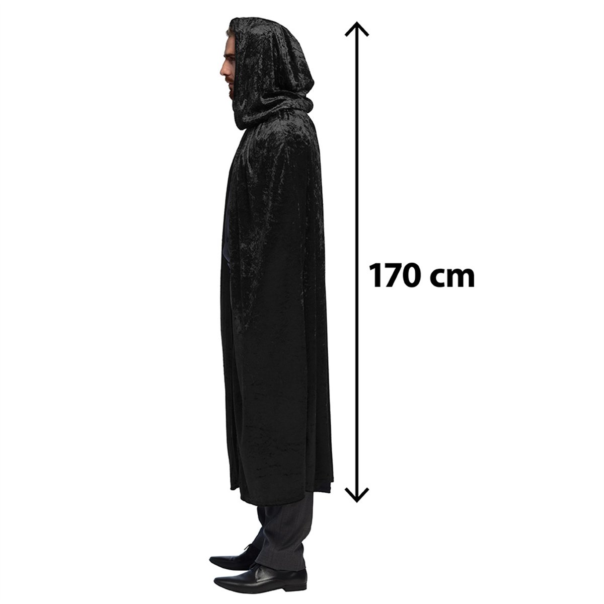 Satinkappa Vändbar svart och röd med huva 180 cm Satinkappa Vändbar svart och röd med huva 180 cm