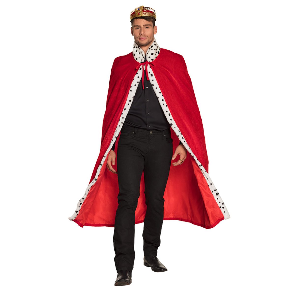 Satinkappa Vändbar svart och röd med huva 180 cm Satinkappa Vändbar svart och röd med huva 180 cm